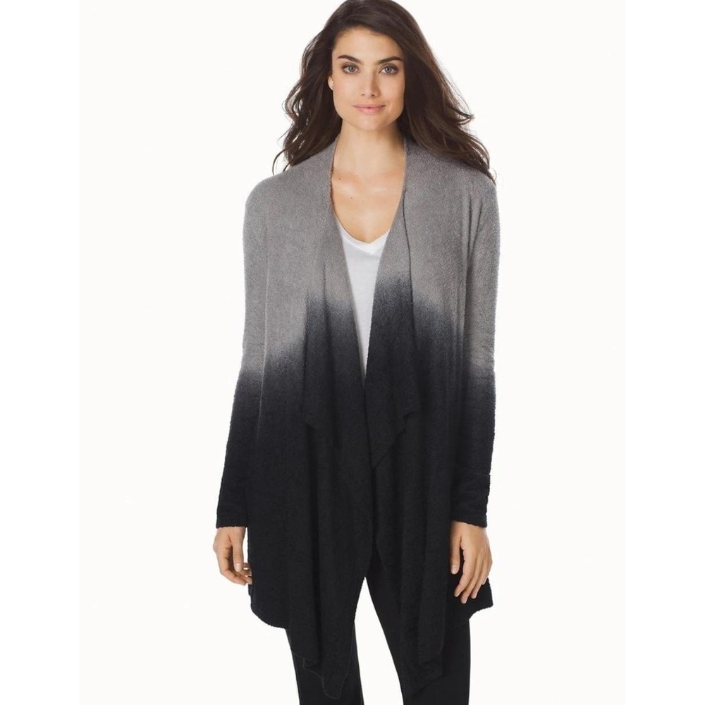Barefoot Dreams CozyChic Lite Ombre Waterfall Cardigan Black Gray Women's S / M